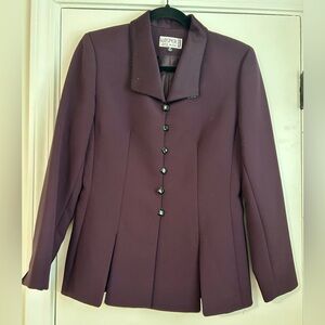 Kasper Blazer Women’s Size 6 Petite Purple and Black Beaded Suit Jacket